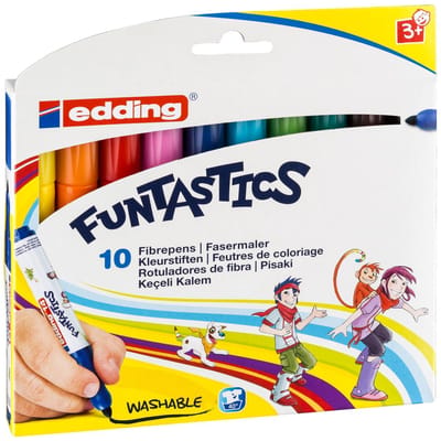 edding 14 FUNTASTICS - kleurstiften voor kinderen - set van 10 - ronde punt 3 mm - voor kleurplezier op lichtgekleurd papier en karton - uitwasbaar van huid en textiel - zomervakantie - kindercadeau