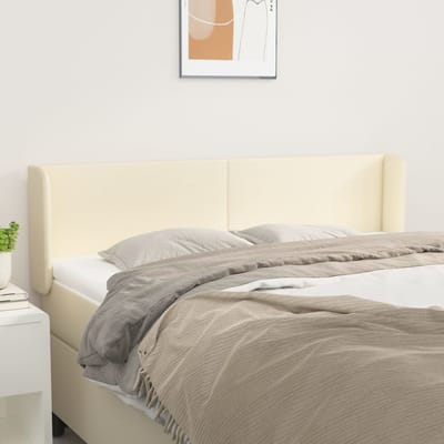 vidaXL Hoofdbord met randen 147x16x78/88 cm kunstleer crèmekleurig