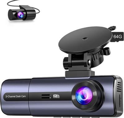 Dashcam 3-kanaals 1080P voor en binnen met auto