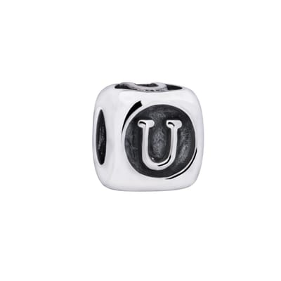 Quiges - 925 - Zilveren - Bedels -Sterling zilver - Beads - Alfabet Letter U Kraal Charm - Geschikt – voor - alle bekende merken - Armband Z444