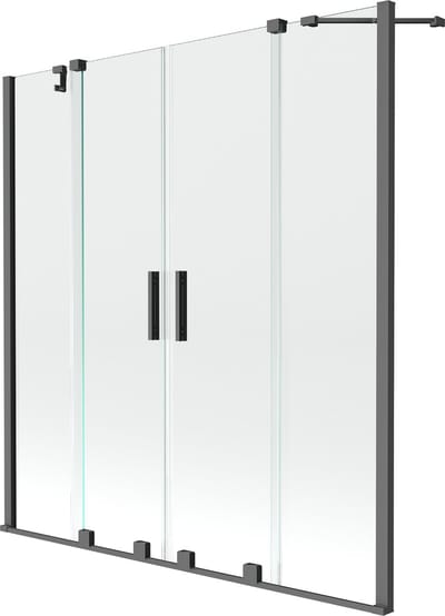 Mexen Velar Duo badwand 2-delig schuifbaar 150 x 150 , transparant, gun metal - 896-150-000-02-95
