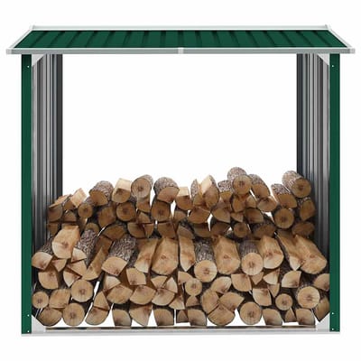 vidaXL - Haardhoutschuur - 172x91x154 - cm - gegalvaniseerd - staal - groen