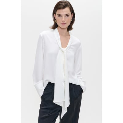 ZENGGI Bow Shirt Off White Größe: S/M | Blusen Outlet | Damen | Weiß