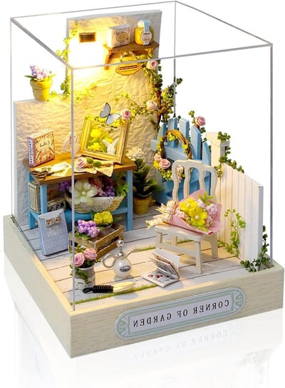 Miniatuur Poppenhuis Kit - Hobbyhuis Model - Creatief Knutselen - Inclusief Stofkap - 9 x 9 x 11.5 cm - Veelkleurig