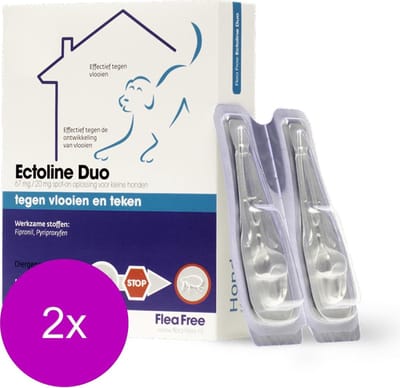 Flea Free Ectoline  Duo Hond - Anti vlooien en tekenmiddel - 2 x 2 pip 2-10kg