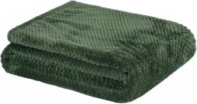 Pluizige fleece deken - zachte en warme honingraat wafel plaid voor eenpersoonsbed en bank - 125 x 150 cm