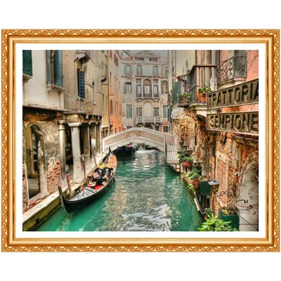 Kits de Point de Croix Diamant COMPLET DIY Rue de Venise Broderie Diamant Non Fini Décor Autocollants Muraux 20X30CM beige