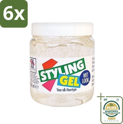 Hegron - Styling Gel - Wetlook Wit - Glanzende Afwerking - 150 ml - Voordeelverpakking - 6 stuks - Haar styling - Haar glans