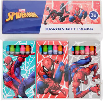 Spiderman Uitdeelcadeautjes – Kleurrijke Krijtjes Set – 3 Doosjes met 6 Krijtjes per Doosje – Creatief Cadeautje voor Kinderen vanaf 3 Jaar