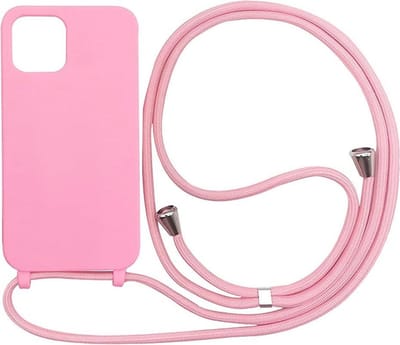 HB Hoesje Geschikt voor Apple iPhone 12 Pro Max - Roze - Siliconen Back Cover met Koord - Telefoonhoesje met Koord - Crossbody Lanyard Cord Case