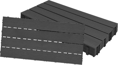 1m² WPC-terrastegels 6 stuks kunststof balkontegels met houtlook 30x60cm kliktegelset met drainage rooster, kunststof tuintegels voor tuin, terras, balkon, vijver (antraciet) NAIZY