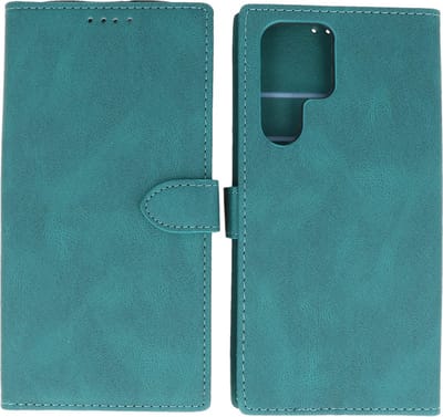 Hoesje Geschikt voor Samsung Galaxy S22 Ultra - Portemonnee Book Case - Kaarthouder & Magneetlipje - Kunstleer - Donker Groen