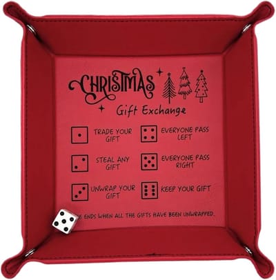 Dobbelsteenbak - Dobbelhouder Bak - Spelplezier Vergroten - Gegraveerde Spelregels - 16x16x6 cm - Rood