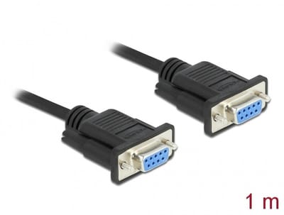 Delock Serial Cable RS-232 D-Sub9 female to female null modem with narrow plug housing 1 m