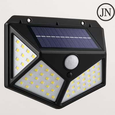 JN® Solar Tuinlamp – Buitenverlichting & Tuinverlichting met Bewegingssensor Buiten | 1×100 LED, 1000 Lumen, Waterdicht, Zonne-energie