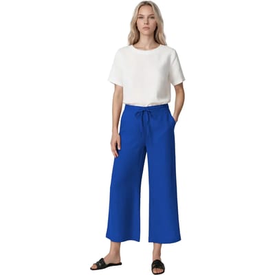 Damesbroek met wijde pijpen Haris Cotton Essentials Drawstring Waist