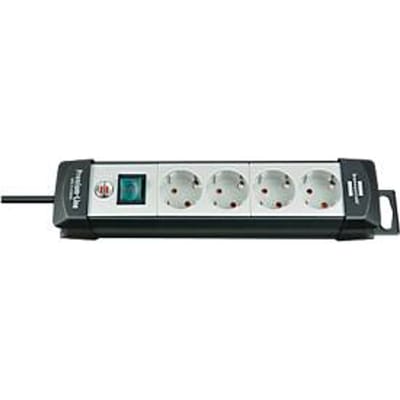 Brennenstuhl Premium-Line stekkerdoos 4-voudig, ophanginrichting, verlichte veiligheidsschakelaar, 45°-opstelling, lichtgrijs/zwart