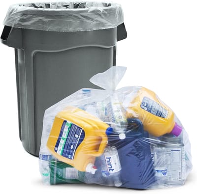 Grote Vuilniszakken - Doorzichtige Zakken - Opruimen Vuil - Inclusief Sluitstrips - 33 Gallon - Helder