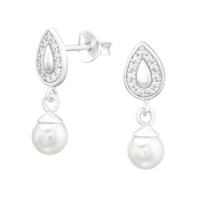 Montebello Oorbellen Bette C - 925 Zilver E-Coating - Parel - 5x17mm