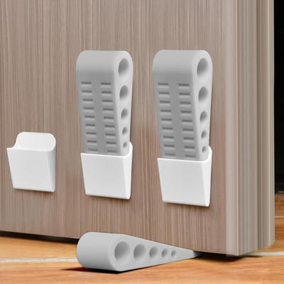 Rubberen Deurwig - Deurstopper Antislip - Deur Open Houden - Zelfklevende Houder - 3 Stuks - Grijs
