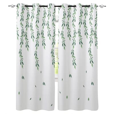 Aquarel Eucalyptus Bladeren Plant Gordijnpaneel Keukendecoratie Artikelen Raamgordijnen voor Woonkamer Gordijnen Kinderkamer 135W x 60H(cm)