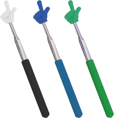 Uitschuifbare Pointers - Lesgeef Hulpmiddel - Klaslokaal Presentatie - Vinger Vorm Handvat - 21 tot 68 cm - Wit Groen Blauw