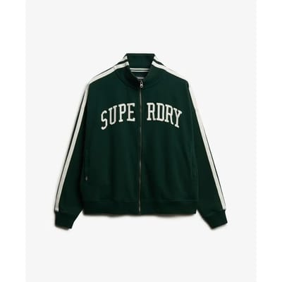 Superdry Athletic Essentials Ruim Trainingsjack met Rits en Applicatie Green Grootte: 40
