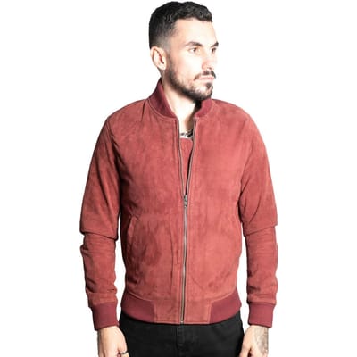 Heren retro geit suède varsity lederen bomberjack-Athene