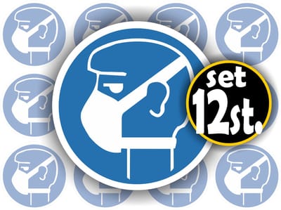 Jerma- Mond - Stofmasker - Stickers - set 12 stuks - Ø 4.5 cm - Weerbestendig - Zelfklevend - Vinyl