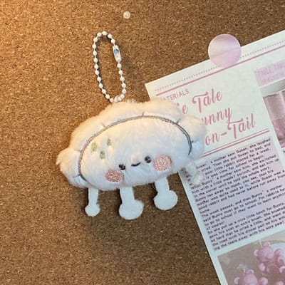 PP Katoen Voedsel Knoedel Pluche Sleutelhanger Knoedel Zacht Sushi Poppen Hanger Cartoon Gestoomd Gevuld Broodje Mini Gevuld Knoedel Pop beige
