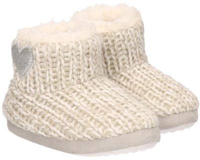 Apollo Kinder sloffen/pantoffels met hart - hoog model - lichtgrijs - maat 29-30 - huissloffen