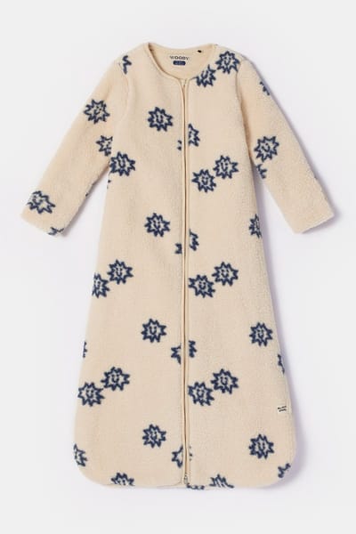 Woody slaapzak baby unisex - ecru met sterretjes all-over print - 252-10-BLZ-M/961 - 90cm