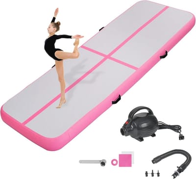 Opblaasbare gymnastiekmat voor fitness, yoga en training - 10 cm dik & 3 m lang