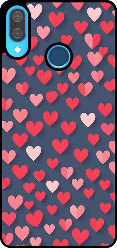 Smartphonica Telefoonhoesje Geschikt voor Huawei P20 Lite / Nova 3E met Roze en Rode Hartjes Opdruk - TPU Backcover Case With Rosé and Red Heart Design geschikt voor Huawei Nova 3E;Huawei P20 Lite (2018)