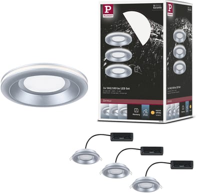 LED-inbouwlamp Sormus Set van 3 IP65 rond 100 mm 3x4,8W / 1,5W 3x300lm 230V 3000K Chroom mat