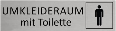 CombiCraft Aluminium Deurbordje "Umkleideraum Herren mit Toilette " 165x45mm met tape