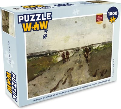 Puzzel Landschap bij Waalsdorp met soldaten op manoeuvre - Schilderij van George Hendrik Breitner - Legpuzzel - Puzzel 1000 stukjes volwassenen