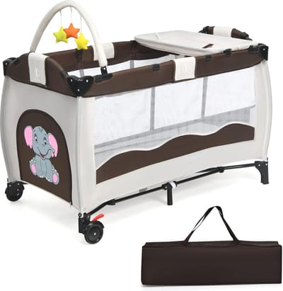Multifunctioneel 3-in-1 Reisbed voor Baby's met Matras en Speelboog