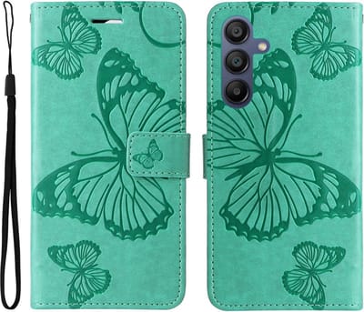 Coverup Hoesje - Geschikt voor Samsung Galaxy A17 / A26 / A16 Hoesje - Coverup Vlinders Book Case - Mintgroen