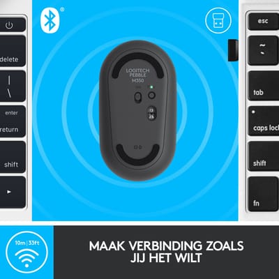 Logitech Pebble M350 - Draadloze Muis - Bluetooth - Zwart