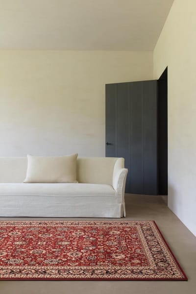 OSTA Kashqai – Vloerkleed – Tapijt – geweven – wol – eco – duurzaam - modern - landelijk - Rood Beige Figuur - 67x130