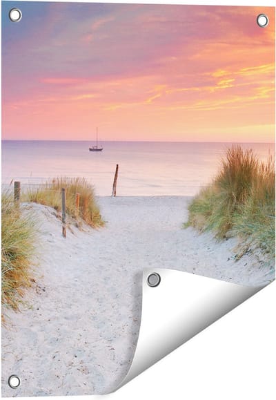 Gards Tuinposter Strand en Duinen bij Zonsondergang - 40x50 cm - Tuindoek - Tuindecoratie - Wanddecoratie buiten - Tuinschilderij