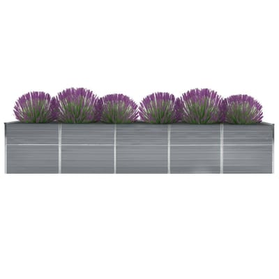 vidaXL - Plantenbak - verhoogd - 400x80x77 - cm - gegalvaniseerd - staal - grijs