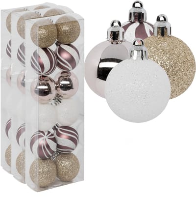 Atmosphera kerstballen 36x - champagne/roze/wit/goud -4 cm -kunststof