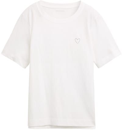 Tom Tailor - T-shirt van katoen - Maat XL - Whisper White