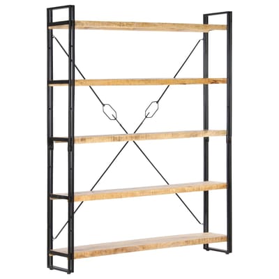 vidaXL - Boekenkast - met - 5 - schappen - 140x30x180 - cm - massief - mangohout