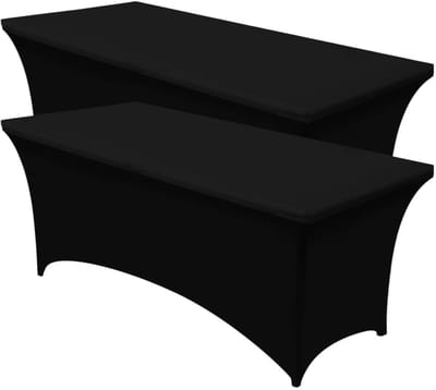Rechthoekige Tafelhoes Stretch – 180 x 75 x 75 cm – Elastisch & Strak – Wasbaar – Zwart – Voor Feesten, Beurzen & Evenementen