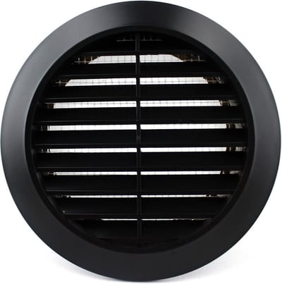 Rond Ventilatie Rooster met Insectennet Ø 80 mm - Zwart Kunststof Ventilatie Sierspat