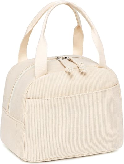 Isolerende lunchbox voor dames, herbruikbare lunchtas met trekkoord, lunchtas voor dames, handtas, lekvrije, isolerende koeltas, lunchbox met grote inhoud (beige model met trekkoord)