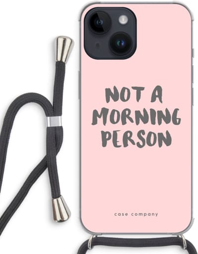 Case Company® - Hoesje met koord geschikt voor iPhone 14 hoesje met Koord - Morning person - Telefoonhoesje met Zwart Koord - Bescherming aan alle Kanten en Over de Schermrand